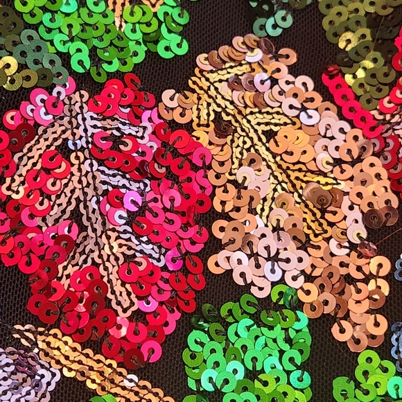 Midnight Doll mini dress L black multi sequins embroidered floral party new $90 - Picture 5 of 13